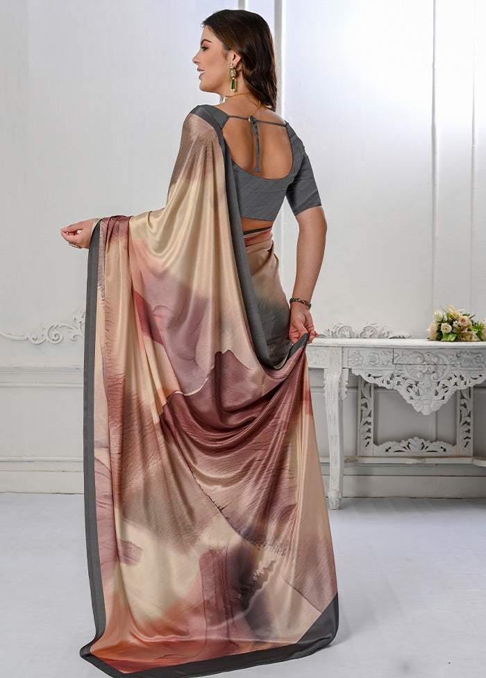 Grey Spun Silk Saree With Blouse Piece - Indian Silk House Agencies