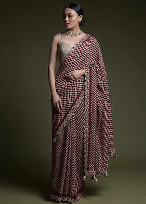 Wine Spun Silk Saree With Blouse Piece - Indian Silk House Agencies