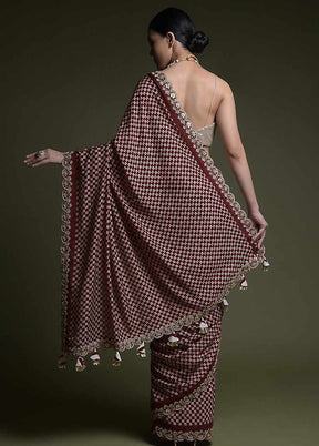 Wine Spun Silk Saree With Blouse Piece - Indian Silk House Agencies