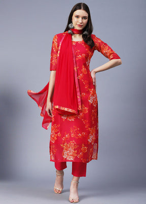 3 Pc Orange Readymade Rayon Suit Set - Indian Silk House Agencies