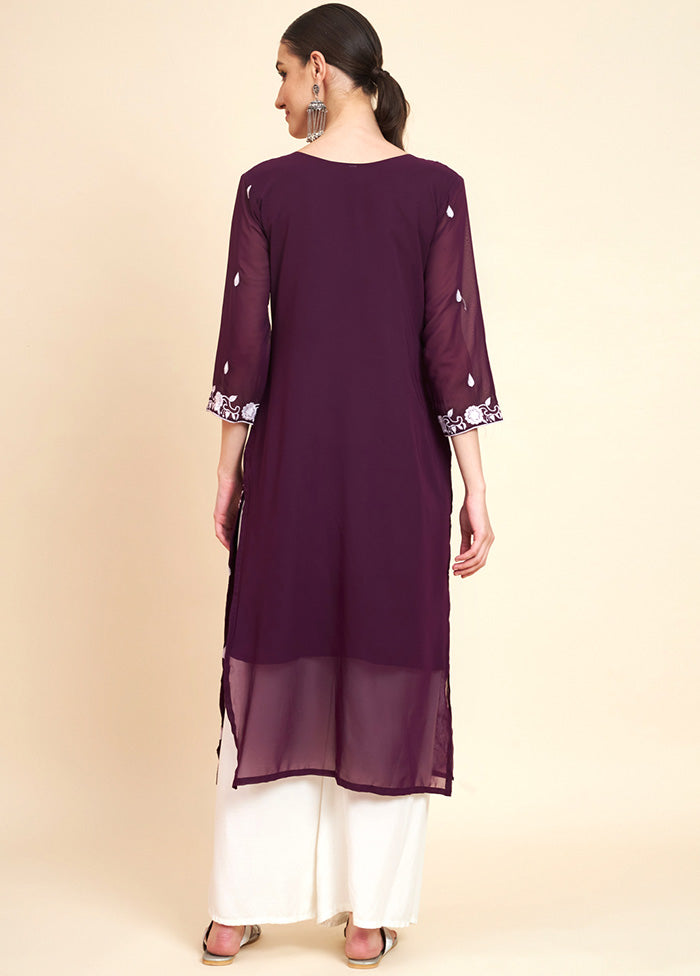 Wine Readymade Georgette Kurti - Indian Silk House Agencies