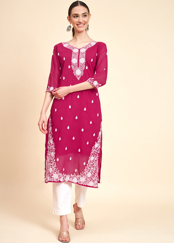 Pink Readymade Georgette Kurti - Indian Silk House Agencies