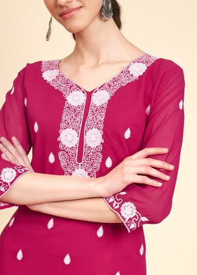 Pink Readymade Georgette Kurti - Indian Silk House Agencies