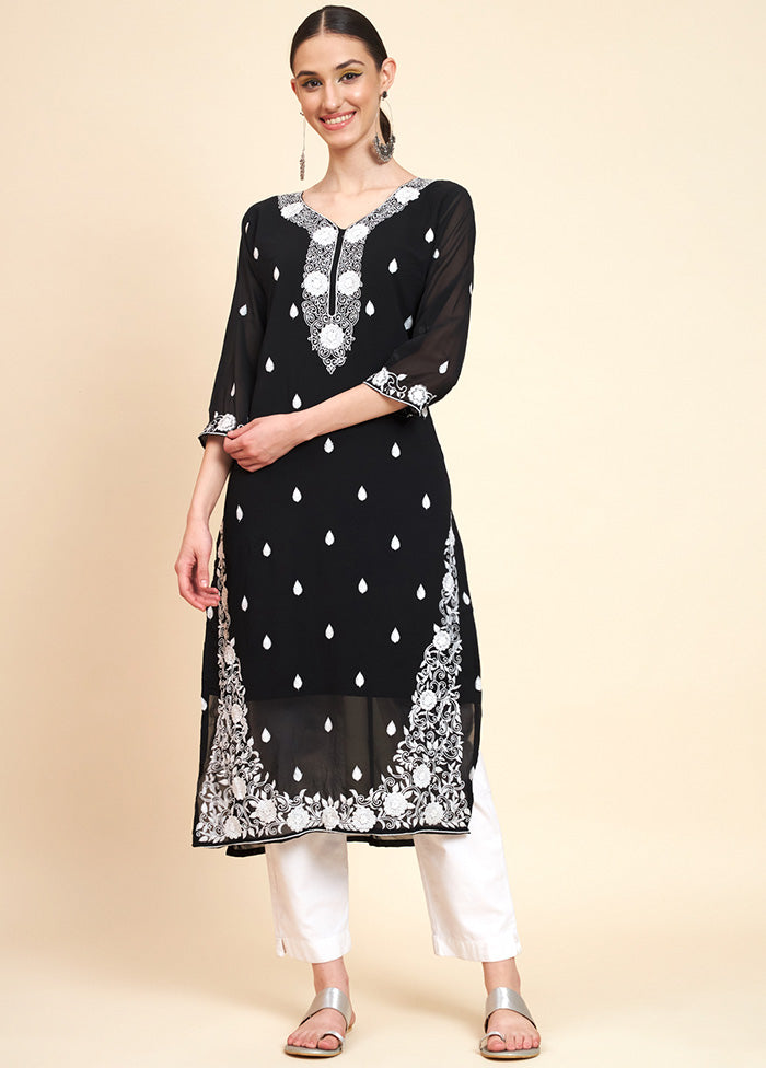 Black Readymade Georgette Kurti - Indian Silk House Agencies