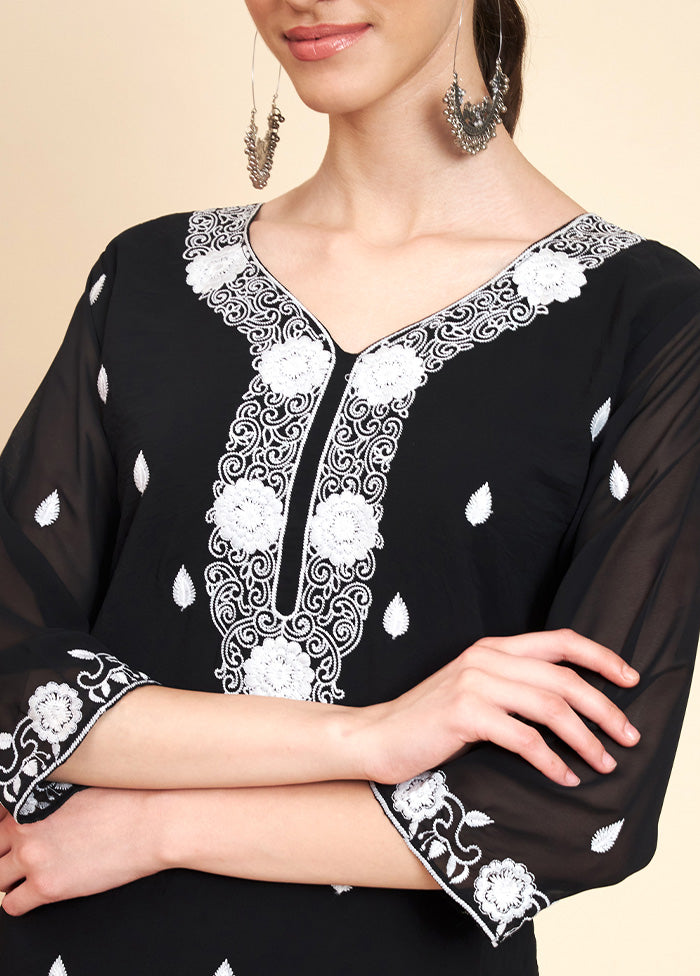 Black Readymade Georgette Kurti - Indian Silk House Agencies