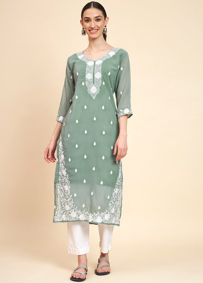 Grey Readymade Georgette Kurti - Indian Silk House Agencies