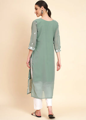 Grey Readymade Georgette Kurti - Indian Silk House Agencies