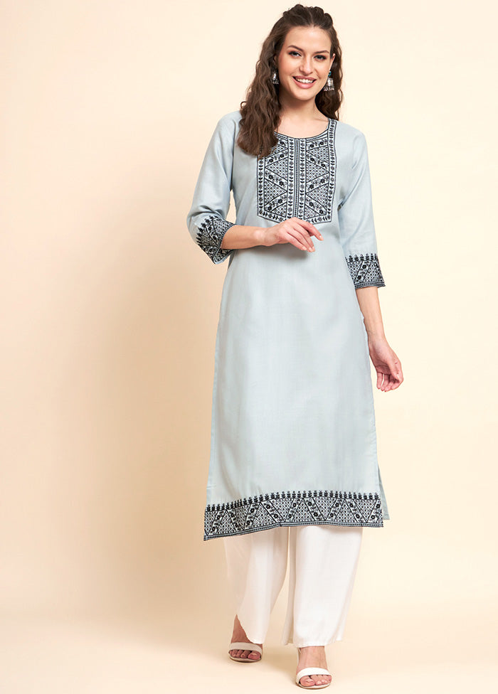 Grey Readymade Cotton Kurti