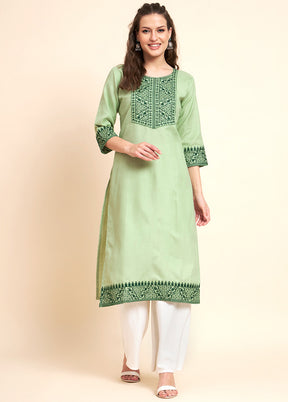 Pista Green Readymade Cotton Kurti