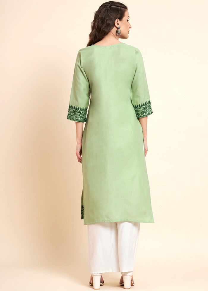 Pista Green Readymade Cotton Kurti