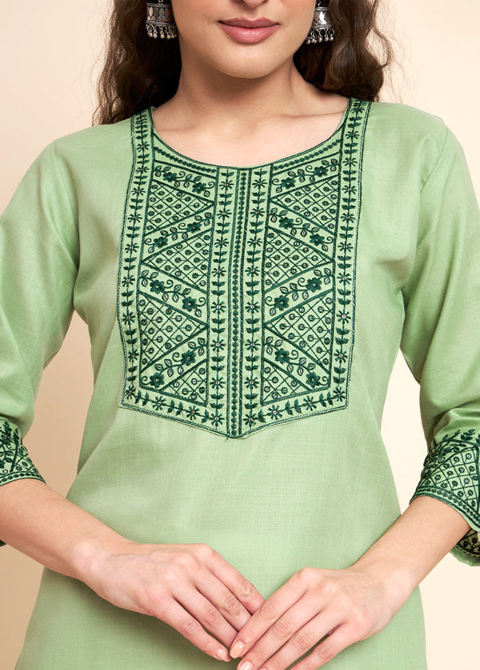 Pista Green Readymade Cotton Kurti