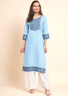 Blue Readymade Cotton Kurti - Indian Silk House Agencies