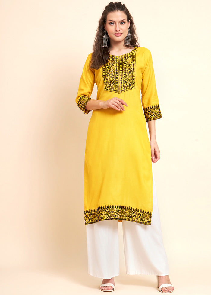 Yellow Readymade Cotton Kurti