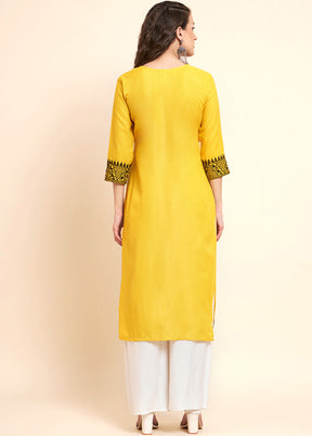 Yellow Readymade Cotton Kurti