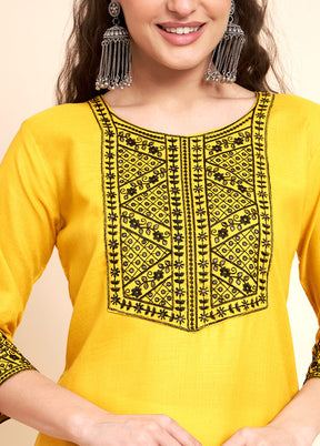 Yellow Readymade Cotton Kurti - Indian Silk House Agencies