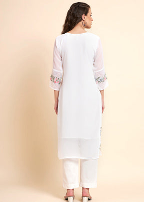 White Readymade Georgette Kurti - Indian Silk House Agencies