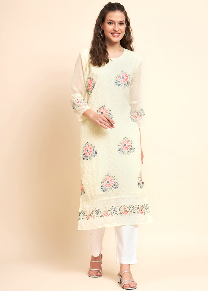 Yellow Readymade Georgette Kurti - Indian Silk House Agencies