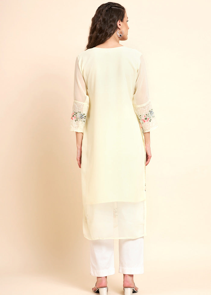 Yellow Readymade Georgette Kurti - Indian Silk House Agencies