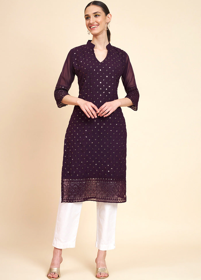 Wine Readymade Georgette Kurti