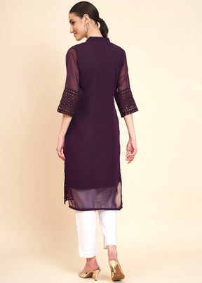 Wine Readymade Georgette Kurti