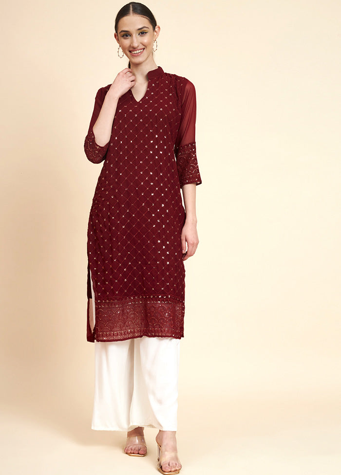 Maroon Readymade Georgette Kurti