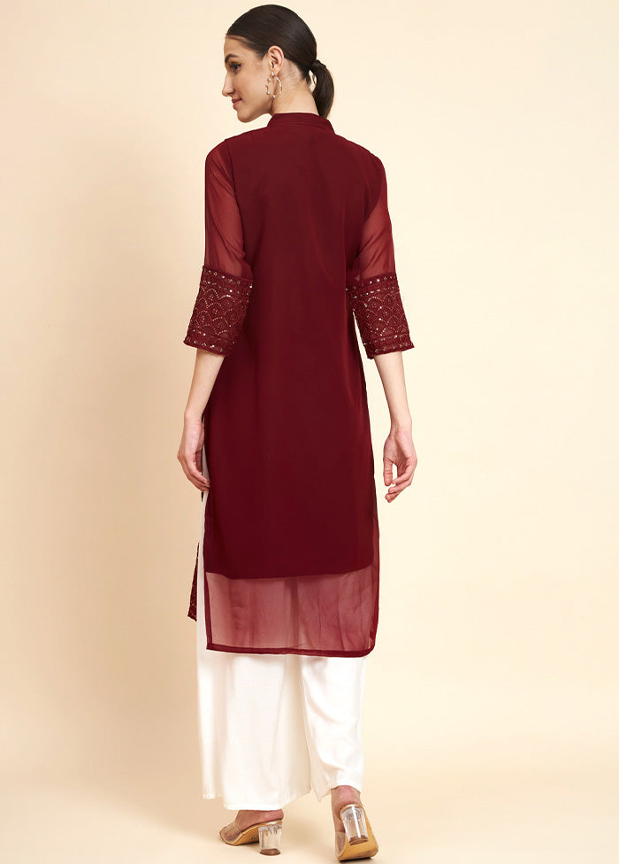 Maroon Readymade Georgette Kurti