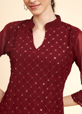 Maroon Readymade Georgette Kurti