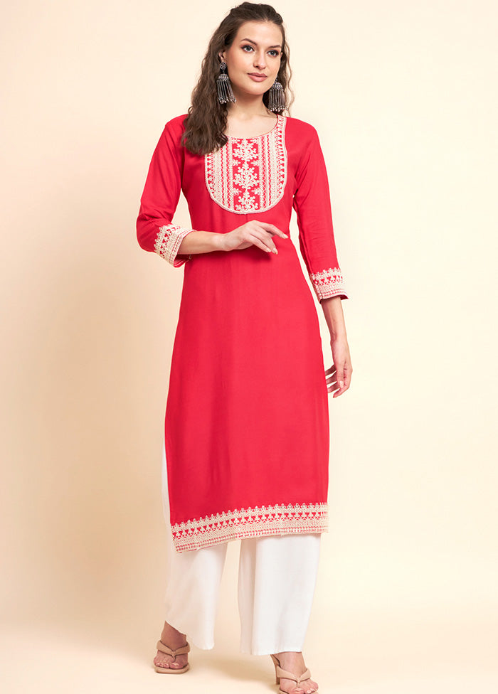 Pink Readymade Rayon Kurti - Indian Silk House Agencies