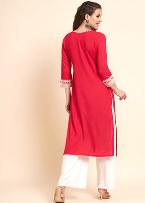 Pink Readymade Rayon Kurti - Indian Silk House Agencies