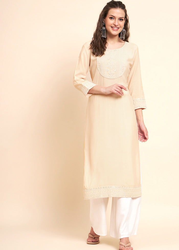 Peach Readymade Rayon Kurti - Indian Silk House Agencies