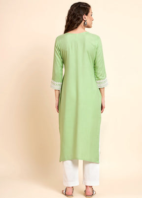 Pista Green Readymade Rayon Kurti