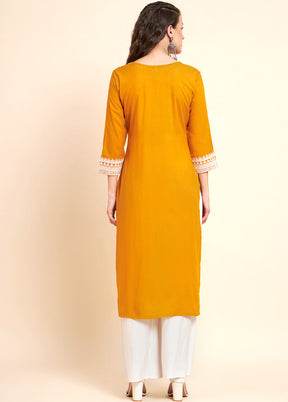 Yellow Readymade Rayon Kurti