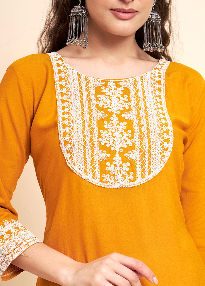 Yellow Readymade Rayon Kurti - Indian Silk House Agencies