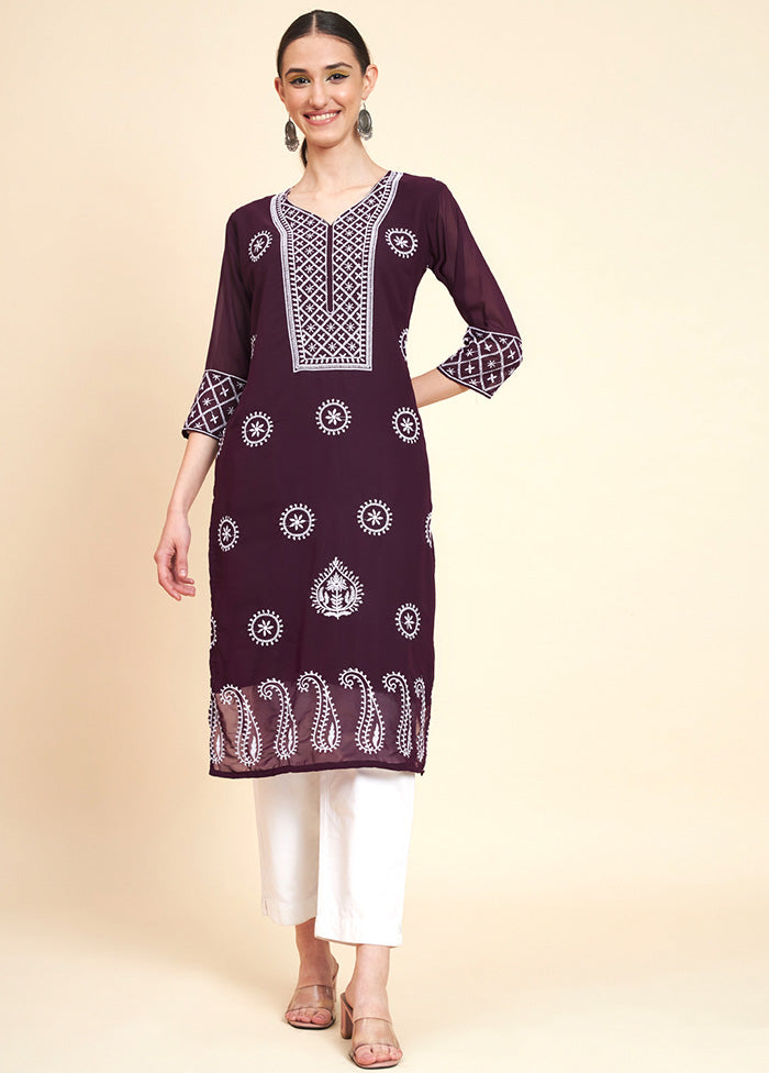 Wine Readymade Georgette Kurti