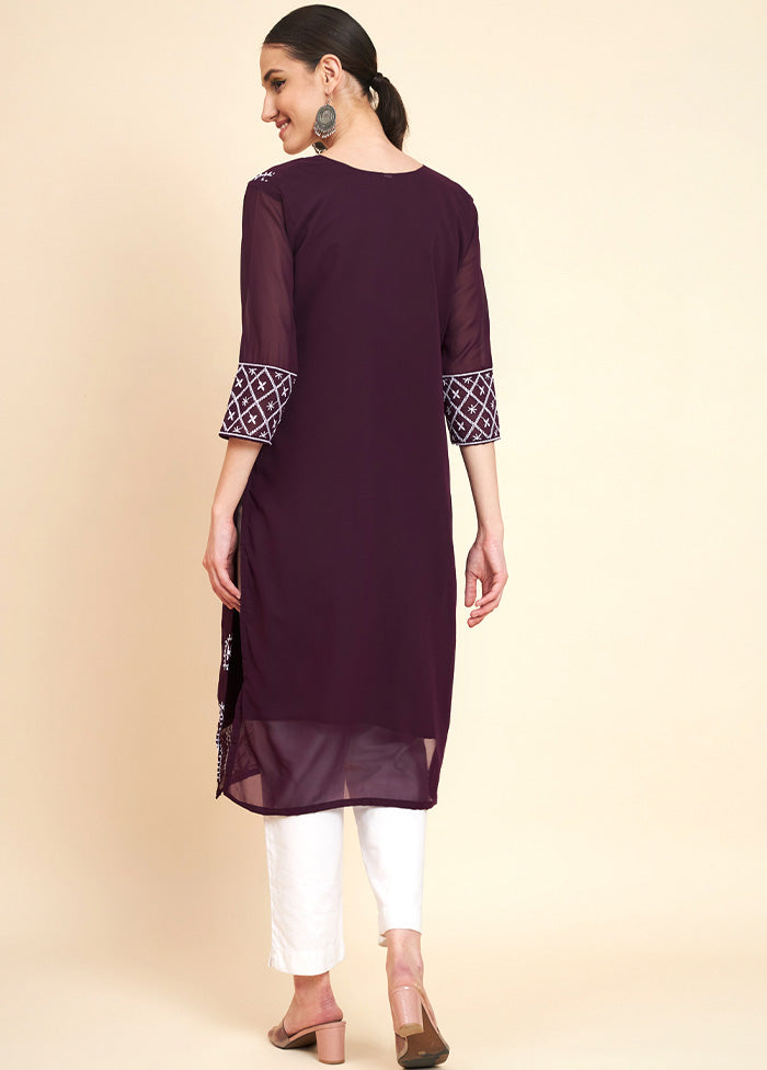 Wine Readymade Georgette Kurti