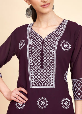 Wine Readymade Georgette Kurti