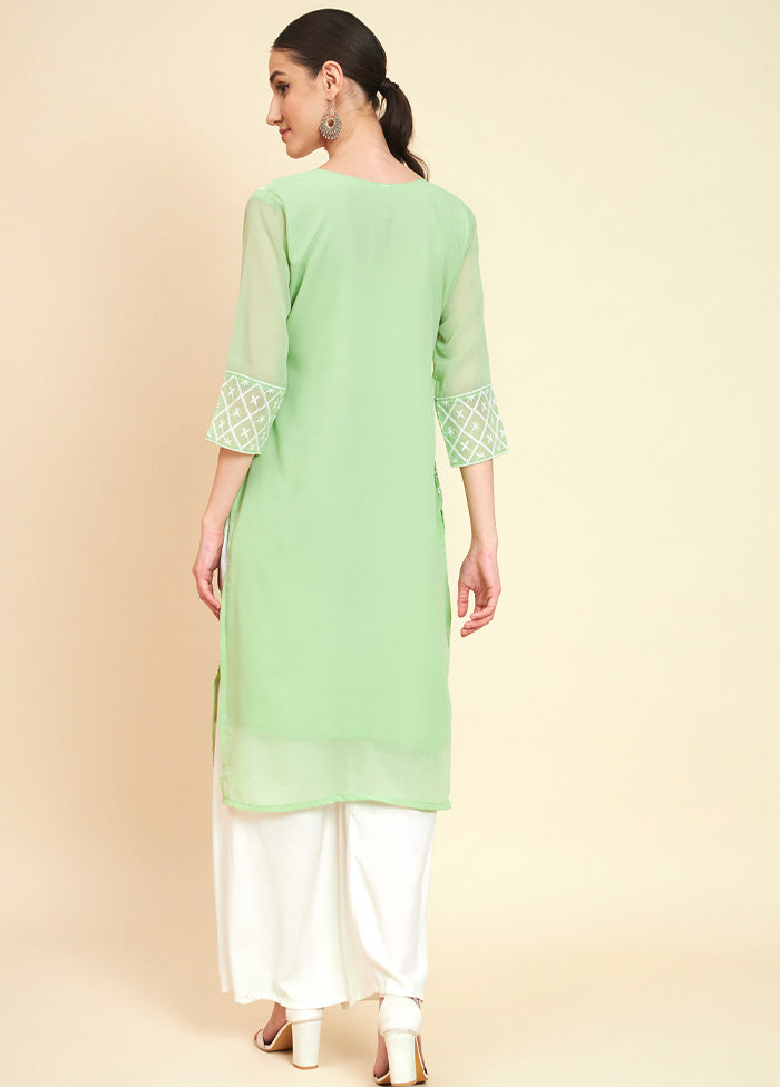 Pista Green Readymade Georgette Kurti