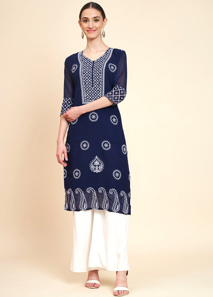 Navy Blue Readymade Georgette Kurti