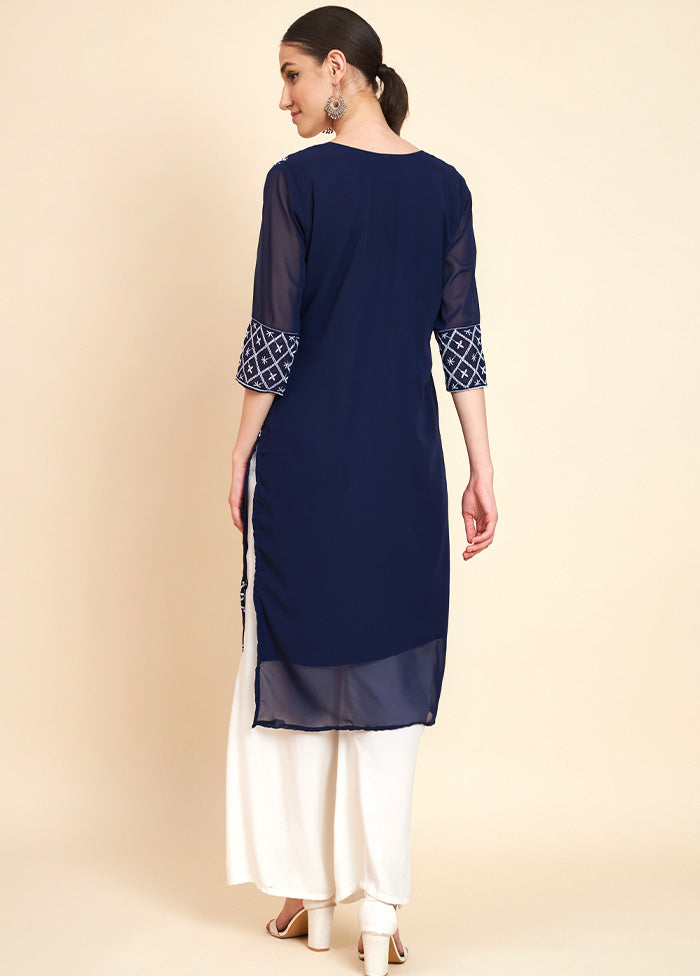 Navy Blue Readymade Georgette Kurti