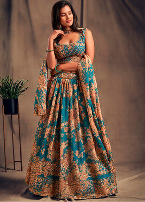 3 Pc Firoza Net Semi Stitched Lehenga Set - Indian Silk House Agencies