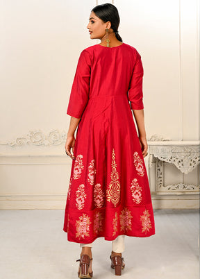 Red Readymade Cotton Kurti - Indian Silk House Agencies