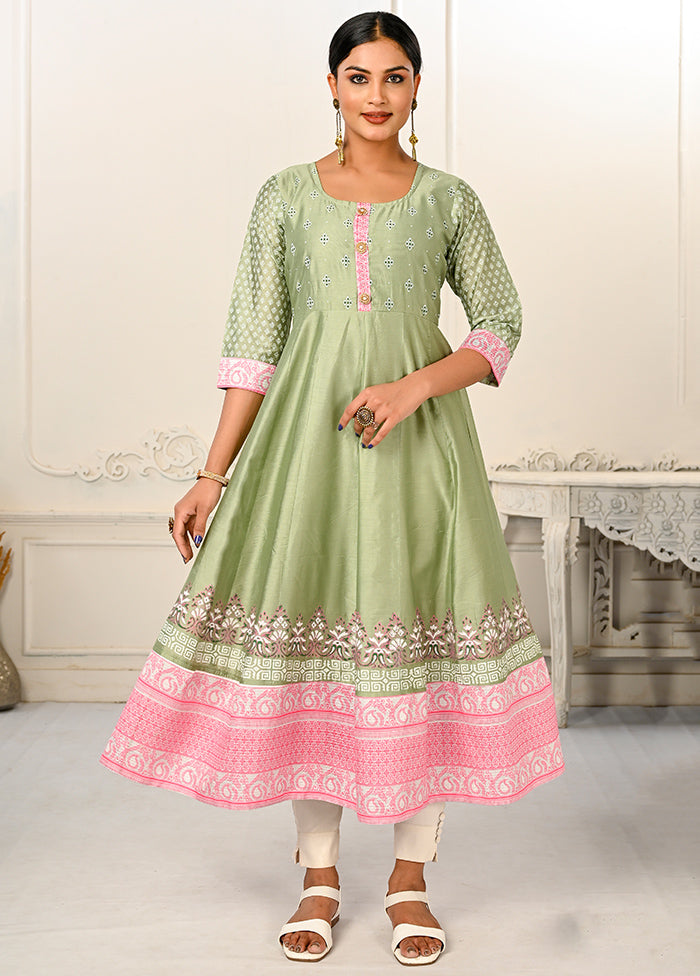 Pista Green Readymade Cotton Kurti - Indian Silk House Agencies