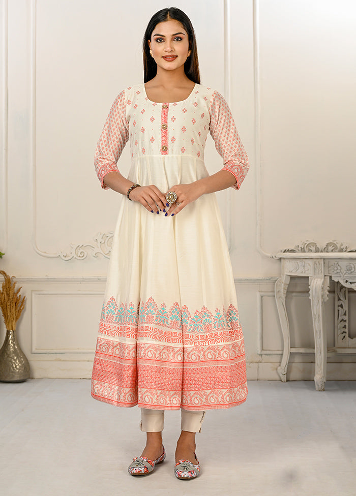 Cream Readymade Cotton Kurti - Indian Silk House Agencies