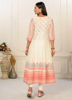 Cream Readymade Cotton Kurti - Indian Silk House Agencies