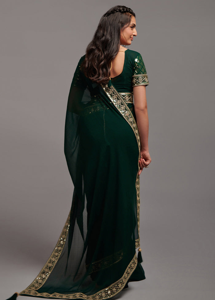 Green Chiffon Silk Saree With Blouse Piece - Indian Silk House Agencies