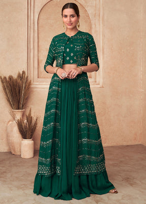 3 Pc Green Unstitched Georgette Suit Set