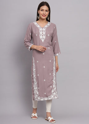 Grey Readymade Rayon Kurti - Indian Silk House Agencies