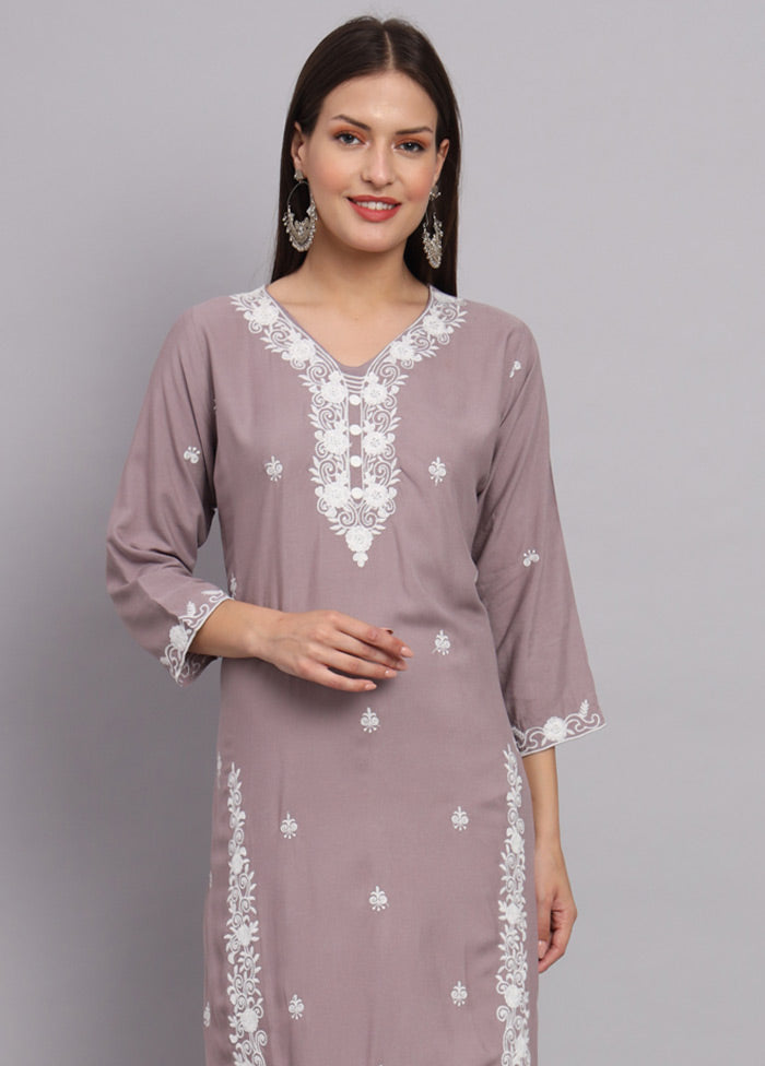 Grey Readymade Rayon Kurti