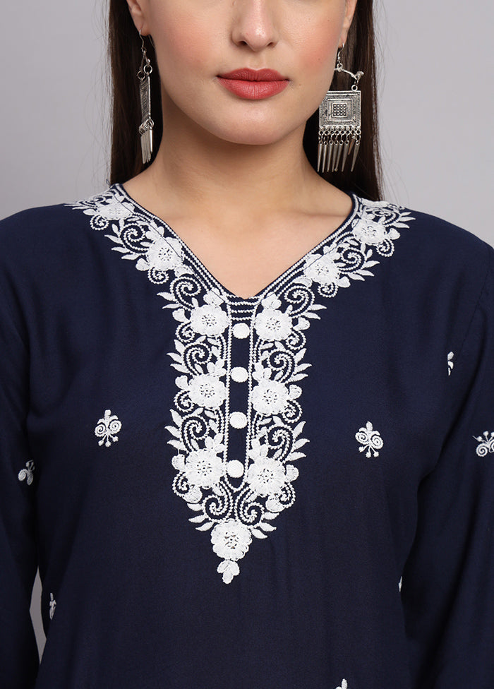 Blue Readymade Rayon Kurti