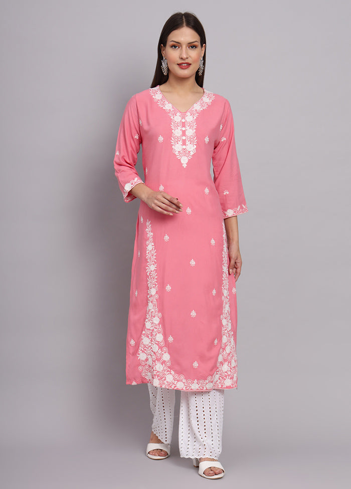 Pink Readymade Rayon Kurti